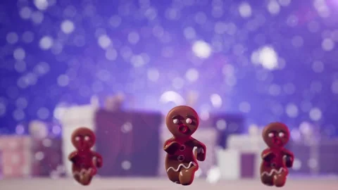 Christmas animation of running figures of gingerbread. Holiday decor with sn Stock Footage 248645655