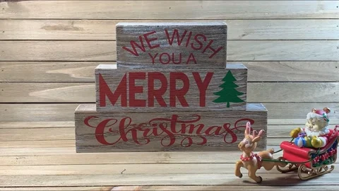 Christmas Animation Santa Sleigh and Reindeer Stock Footage