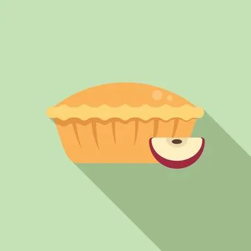 Christmas apple pie icon flat . Cake dessert Stock Illustration