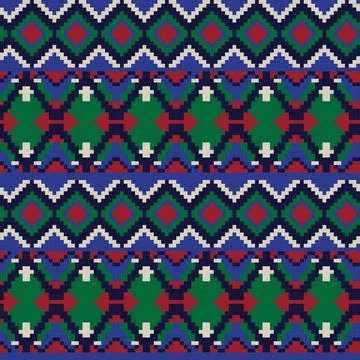 Christmas Argyle Knitting Grid seamless pattern design for fashion and home.. Stock Illustration