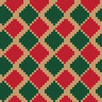 Christmas Argyle Seamless Pattern Background Stock Illustration