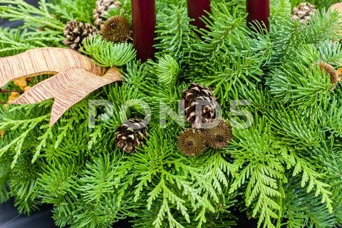 Christmas Arrangement With Pine Cones