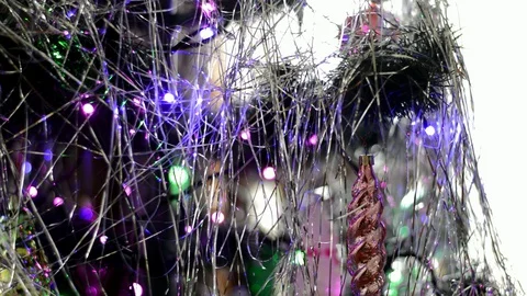 Christmas artificial tree decorated Stock Footage 129641060