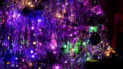 Christmas artificial tree decorated Stockbeeldmateriaal 129715764