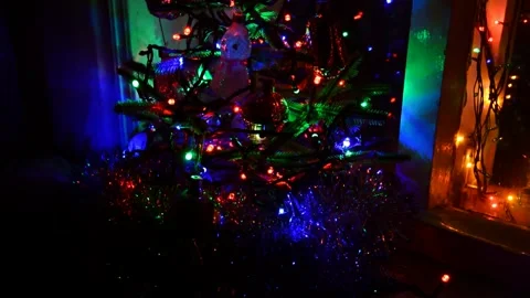 Christmas artificial tree on window Stock Footage 247335636