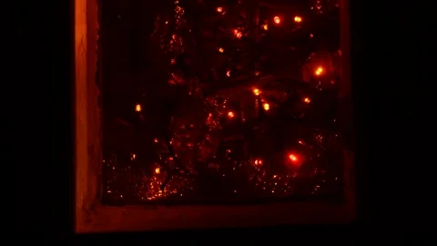 Christmas artificial tree on window Stock Footage 247340995