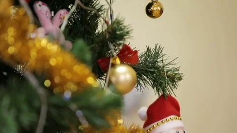 Christmas attribute. Christmas tree and balls. Stock Footage 75073698