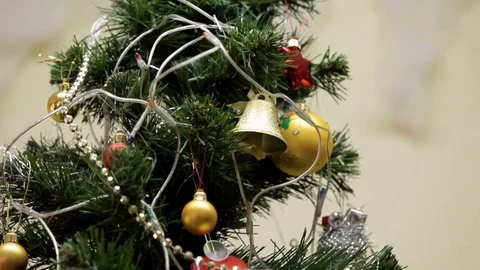 Christmas attribute. decorated Christmas tree. Stock Footage 75073637