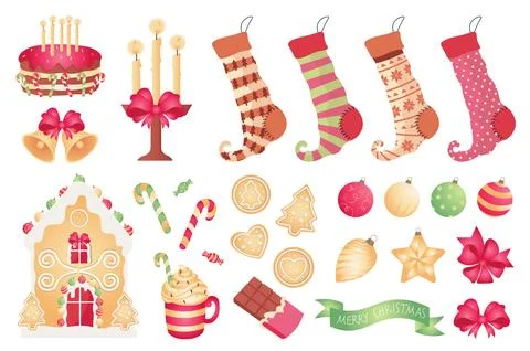 Christmas Attributes Set Stock Illustration