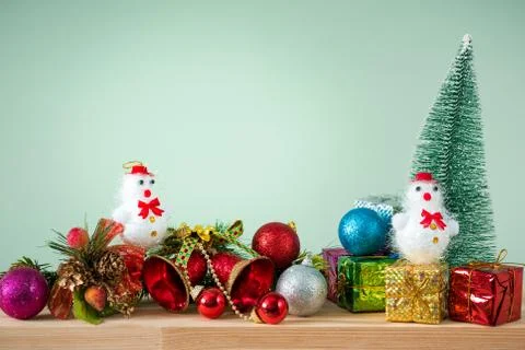 Christmas background 2019 of decorations on the table Stock Photos