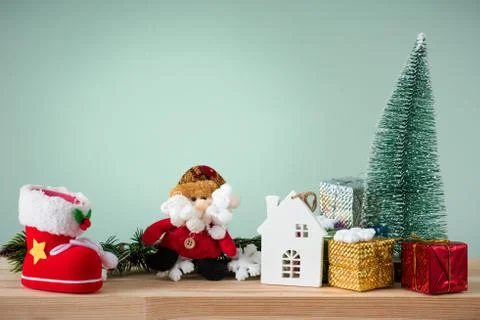 Christmas background 2019 of decorations on the table Foto stock