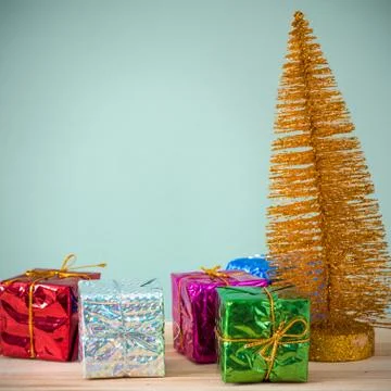 Christmas background 2019 of decorations on the table Stock Photos