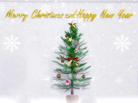 Christmas background 3D rendering. Top view of Christmas tree with spruce b.. Illustrazione stock