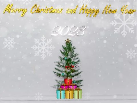 Christmas background 3D rendering. Top view of Christmas tree with spruce b.. Stock Illustration