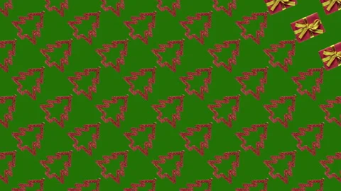 Christmas background of alternating decorations, balls, gift boxes and trees  Stock Footage 144698564