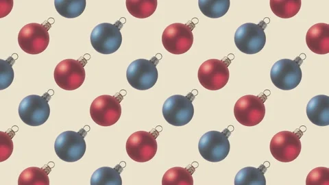 Christmas background of alternating red and blue balls. Stop motion animation Stock Footage 144698038