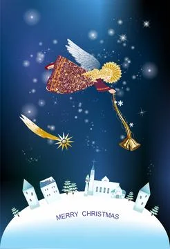 Christmas background with angel Stock Illustration