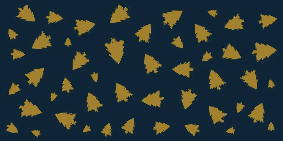 Christmas Background, Banner Design with Pattern of Golden Brown Pine Trees.. Stock Illustration