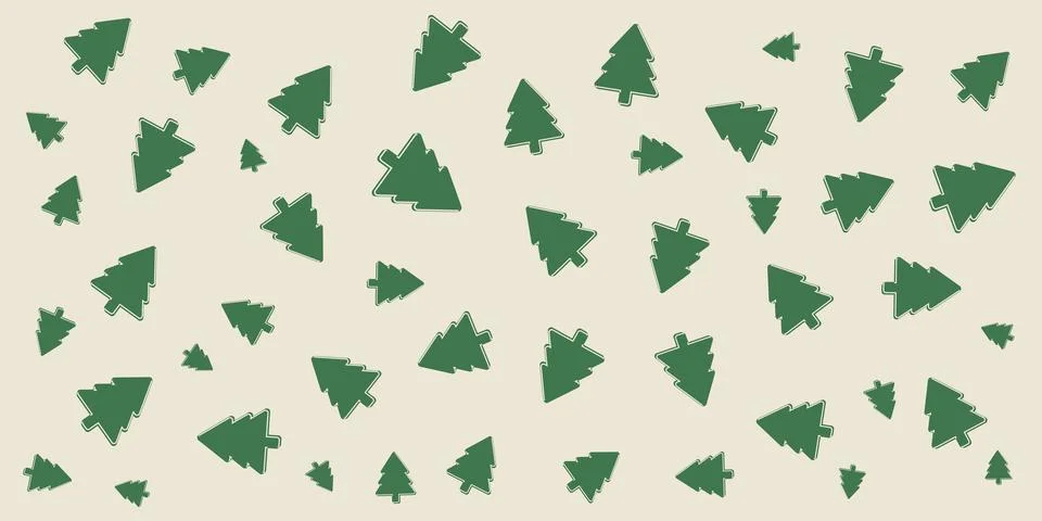 Christmas Background, Banner Design with Pattern of Random Green Pine Trees.. Stock Illustration