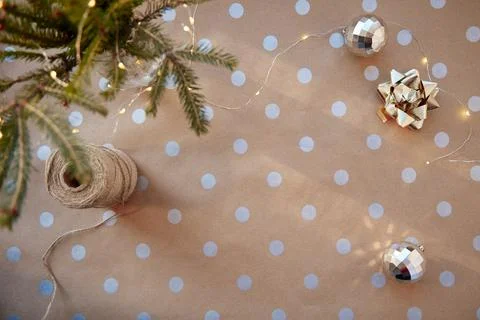 Christmas background on basic classic pattern with copy space. Festive aesthetic Stock Photos