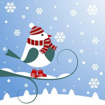 Christmas background with bird Stock Illustration