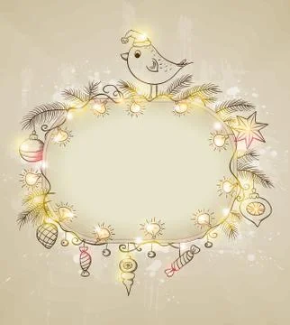 Christmas background with bird Stock Illustration