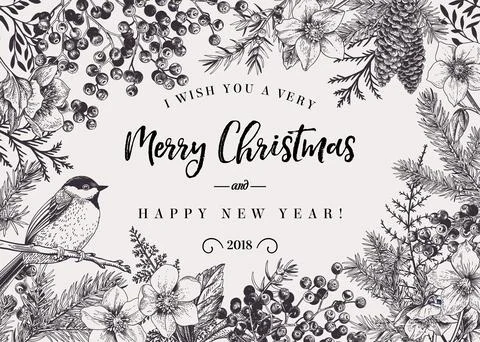 Christmas background with bird. Illustrazione stock