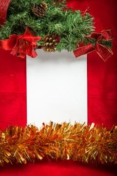 Christmas background  blank note paper Top view Stock Photos