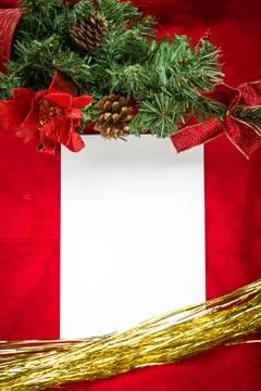 Christmas background  blank note paper Top view Stock Photos