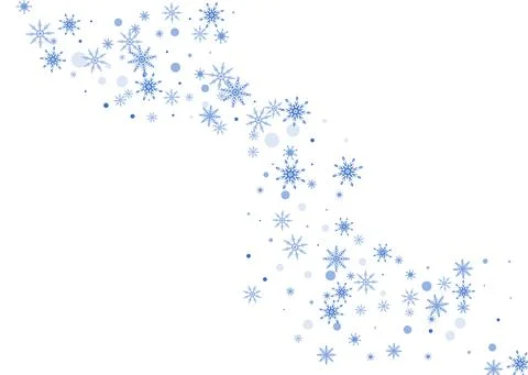 Christmas background. Blue delicate openwork snowflakes fly on a white backgr Stock Illustration
