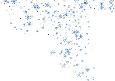 Christmas background. Blue delicate openwork snowflakes fly on a white backgr Stock Illustration