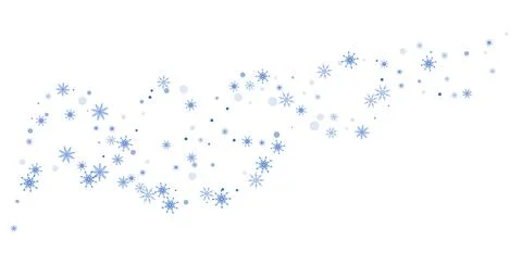 Christmas background. Blue delicate openwork snowflakes fly on a white backgr Stock Illustration