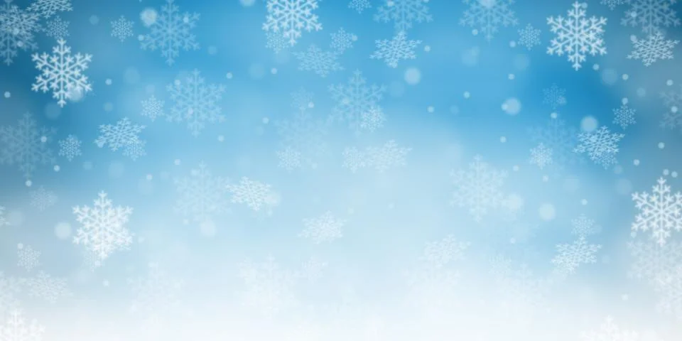 Christmas background with blue pattern winter card snow snowflakes panorama.. Stock Photos