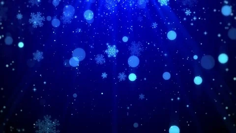 Christmas background (blue theme), with glittering snowflakes falling and lights Stock Footage 80162030