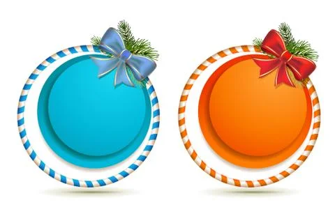 Christmas background with bow and pine tree Stock Illustration