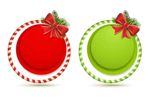 Christmas background with bow and pine tree Stock Illustration