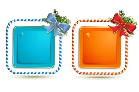 Christmas background with bow and pine tree Stock Illustration