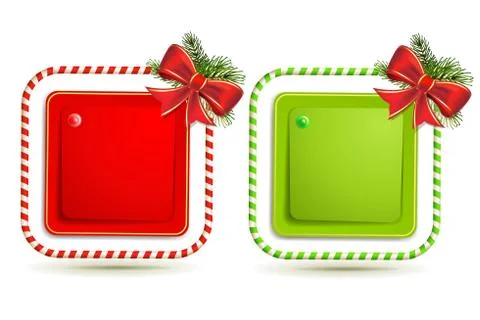 Christmas background with bow and pine tree Stock Illustration