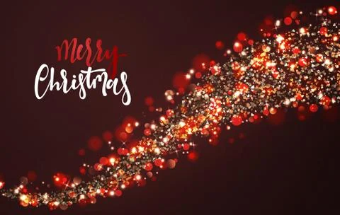 Christmas background with bright realistic glitter confetti of stars. Ilustração Stock