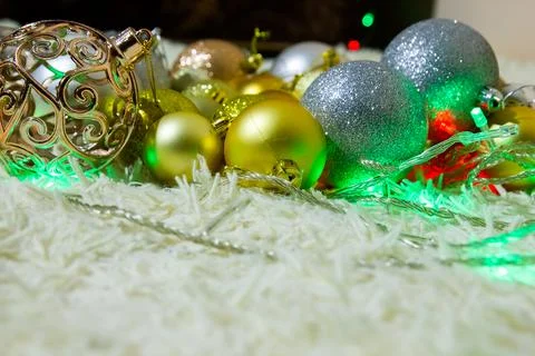 Christmas background with bubbles Stock Photos