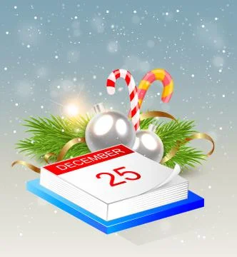 Christmas background with calendar Stock Illustration