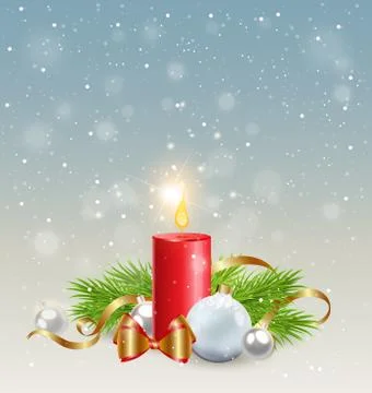 Christmas background with candle Stock Illustration