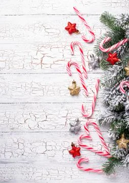 Christmas background with candy cane Stock Photos