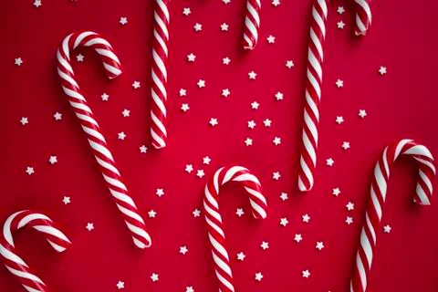 Christmas background with candy canes Stock Photos