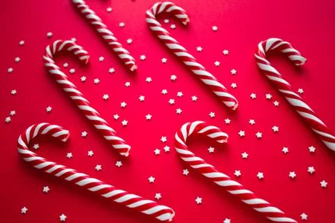 Christmas background with candy canes Stock Photos