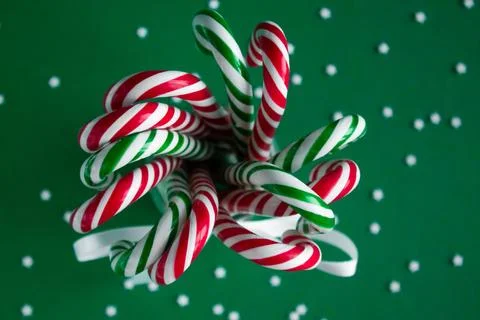 Christmas background with candy canes Stock Photos