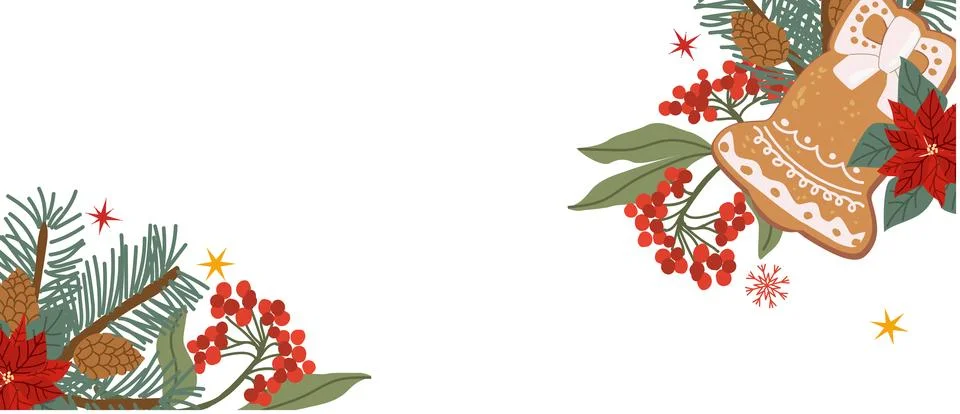 Christmas background with cartoon flat elements. Illustrazione stock