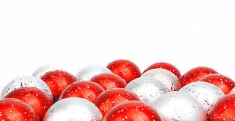 Christmas background with Christmas silver and red balls Stock Photos