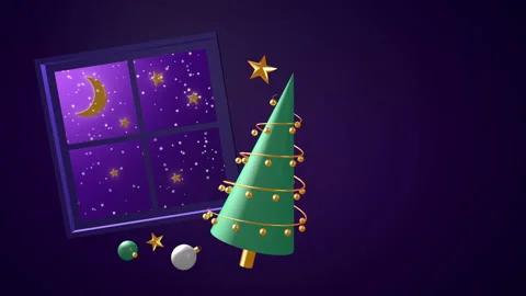 Christmas background with Christmas tree, 3D animation Stock Footage 166430327