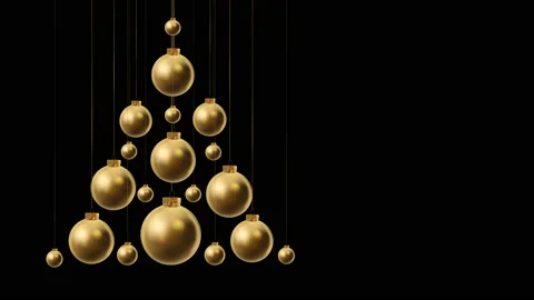 Christmas background. Christmas Tree made of Hanging goldel balls Stock Footage 120734661